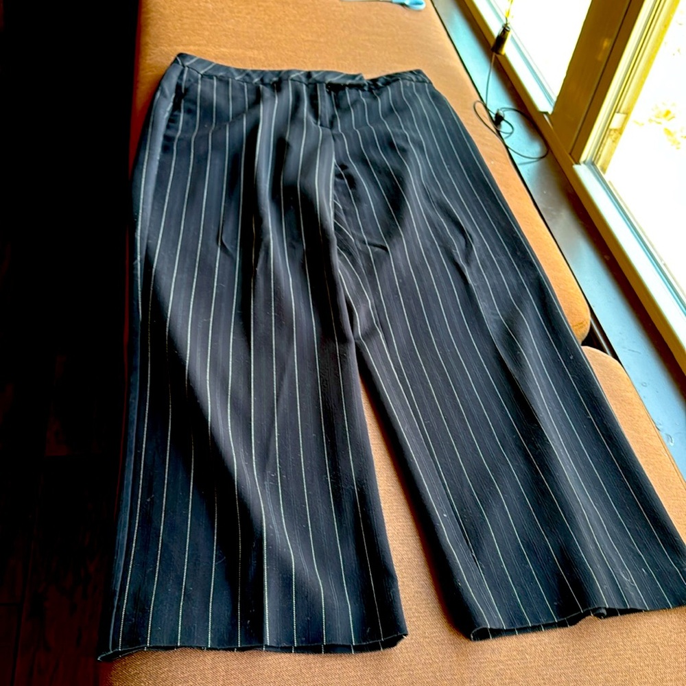Black dress pantss with white pin stripes